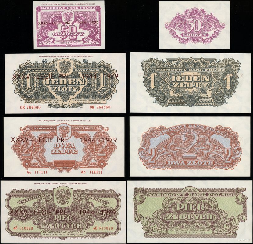Polska, komplet banknotów emisji pamiątkowej 1979