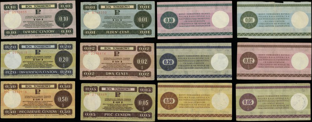 Polska, zestaw 6 bonów, 1.10.1979