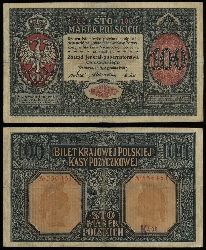 Polska, 100 marek polskich, 9.12.1916