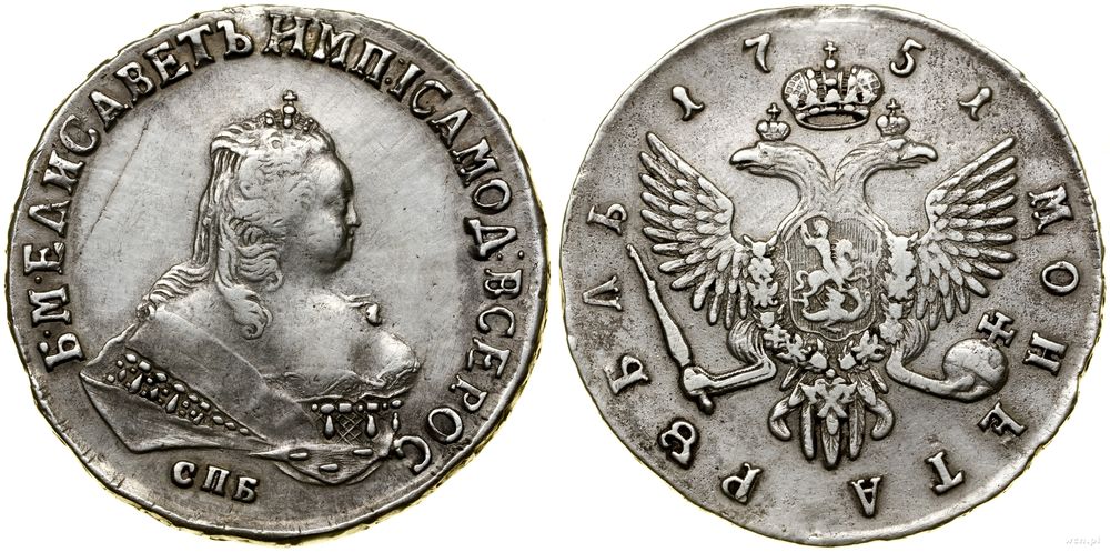 Rosja, rubel, 1751 СПБ