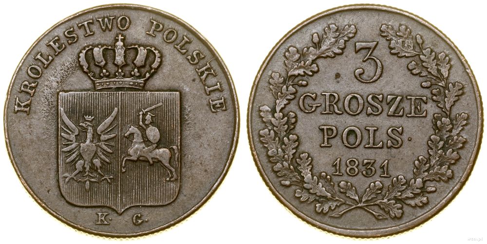 Polska, 3 grosze (trojak), 1831 KG