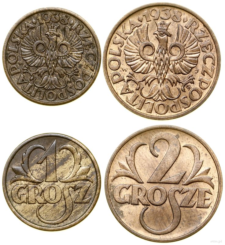 Polska, zestaw 2 monet, 1938