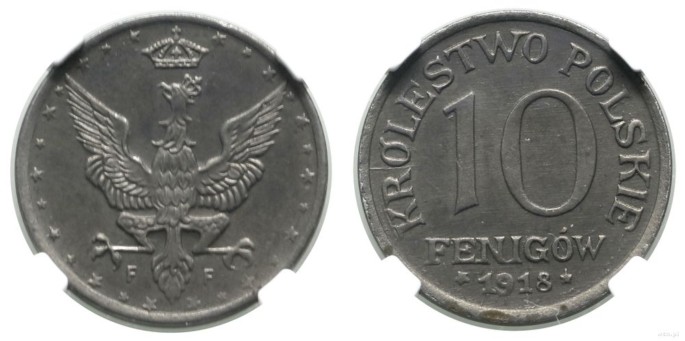 Polska, 10 fenigów, 1918 F