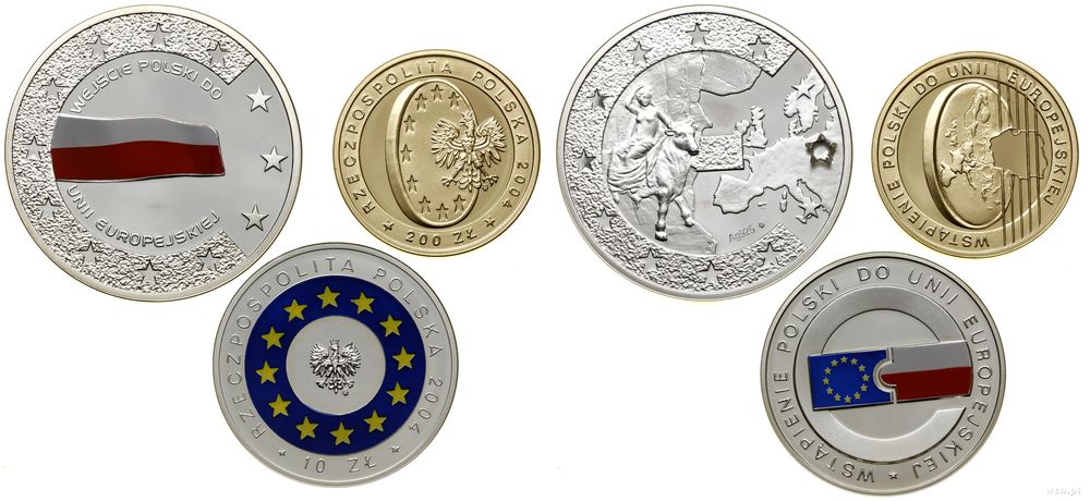 Polska, zestaw 2 monet + numizmat, 2004