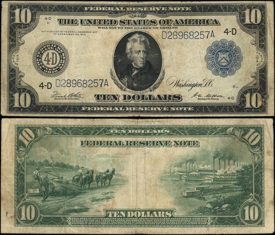 Stany Zjednoczone Ameryki (USA), 10 dolarów, 1914