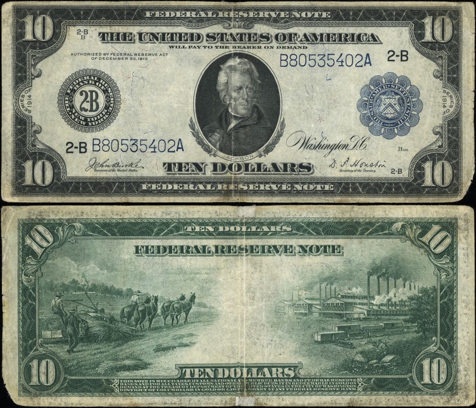 Stany Zjednoczone Ameryki (USA), 10 dolarów, 1914