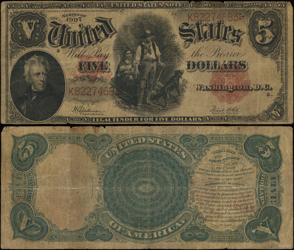 Stany Zjednoczone Ameryki (USA), 5 dolarów, 1907