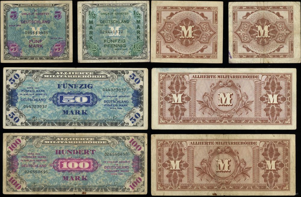 Niemcy, zestaw 4 banknotów, 1944