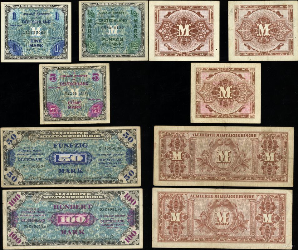 Niemcy, zestaw 5 banknotów, 1944