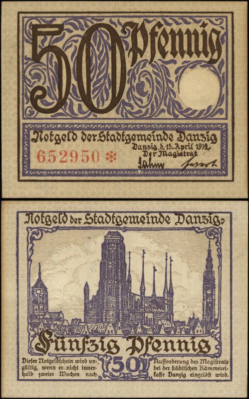 Prusy Zachodnie, 50 fenigów, 15.04.1919