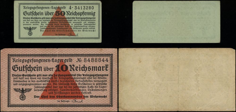 Kriegsgefangen Lagergeld (1939–1945), zestaw 2 banknotów, bez daty