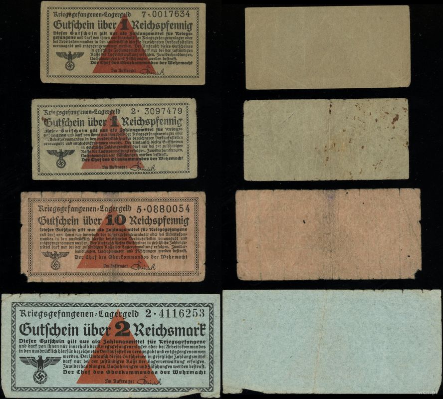 Kriegsgefangen Lagergeld (1939–1945), zestaw 4 banknotów, bez daty