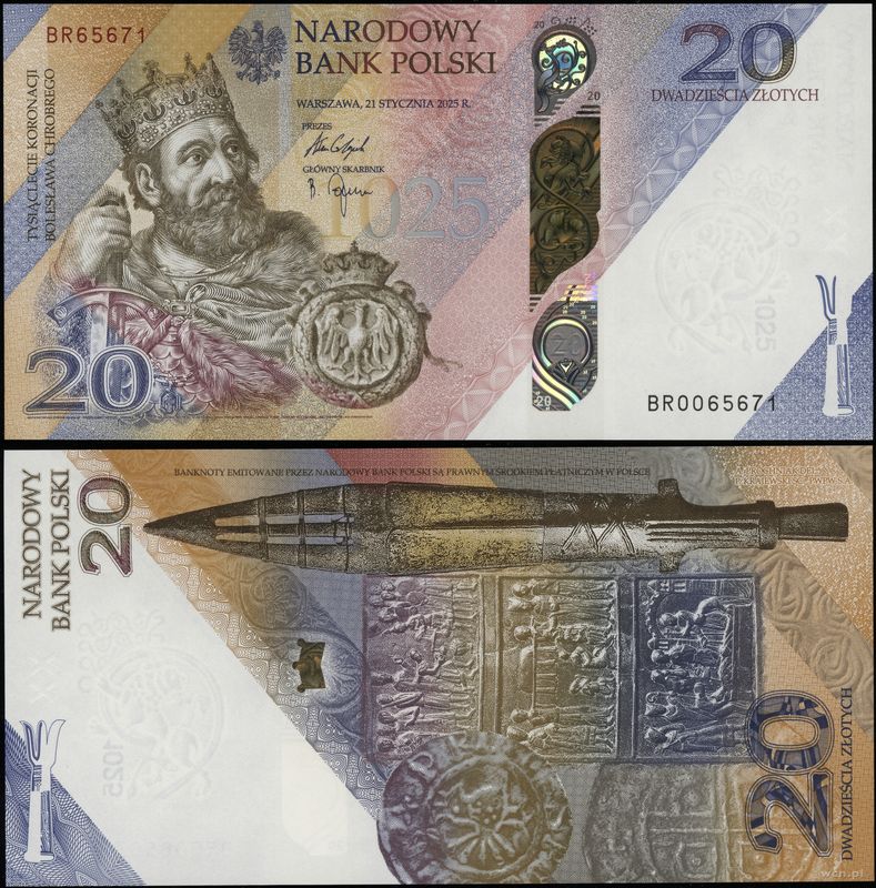 Polska, 20 złotych, 21.01.2025