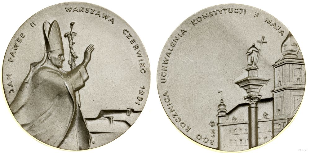 Polska, 200-lecie Uchwalenia Konstytucji 3 Maja, poświęcony IV pielgrzymce papieża Jana Pawła II do Polski, 1991