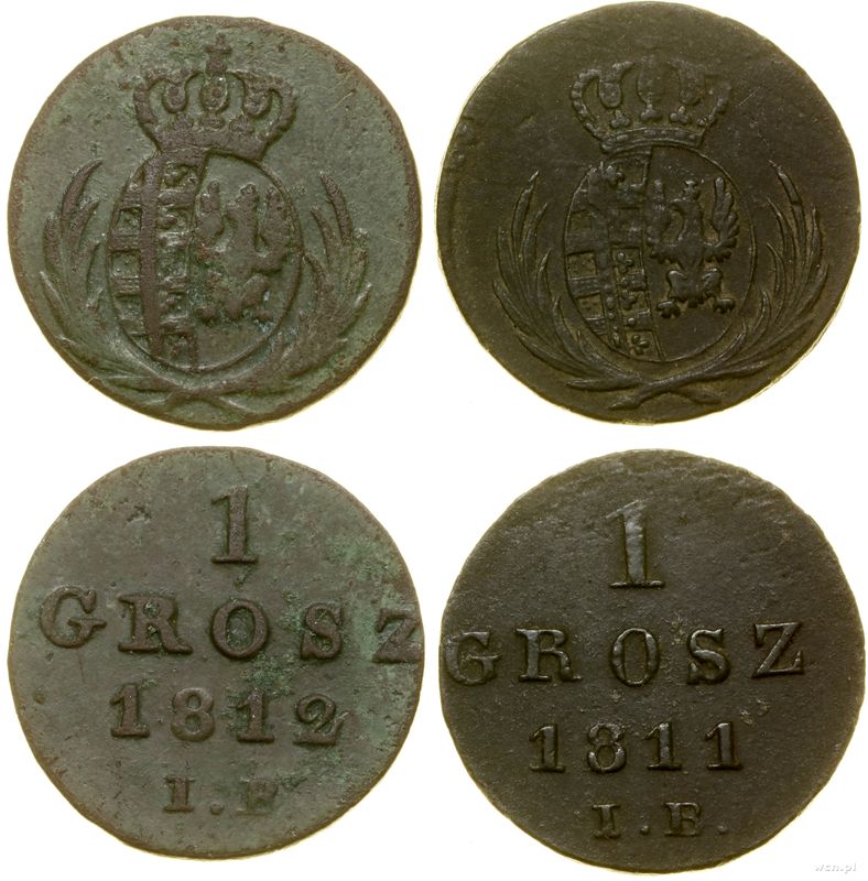 Polska, zestaw 2 x 1 grosz, 1811 IB, 1812 IB