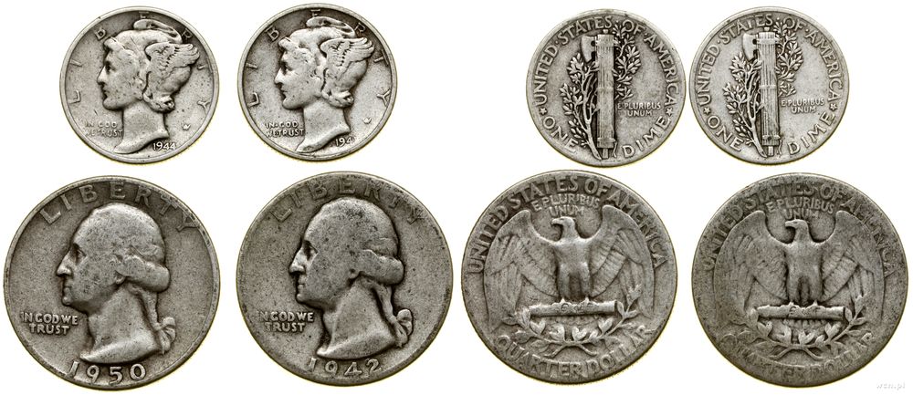 Stany Zjednoczone Ameryki (USA), zestaw 4 monet