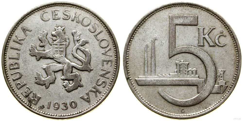 Czechosłowacja, 5 koron, 1930