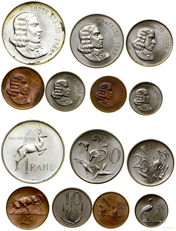 Republika Południowej Afryki, zestaw 7 monet, 1965