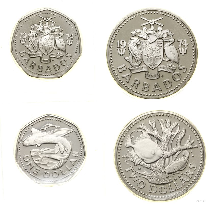 Barbados, zestaw 2 monet, 1974