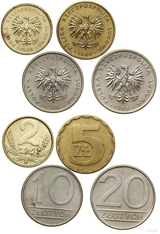 Polska, zestaw 4 monet, 1986