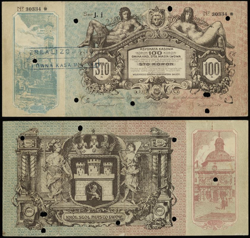 Galicja, asygnata na 100 koron (blankiet), 1915