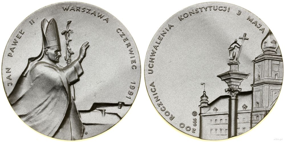 Polska, 200-lecie Uchwalenia Konstytucji 3 Maja, poświęcony IV pielgrzymce papieża Jana Pawła II do Polski, 1991