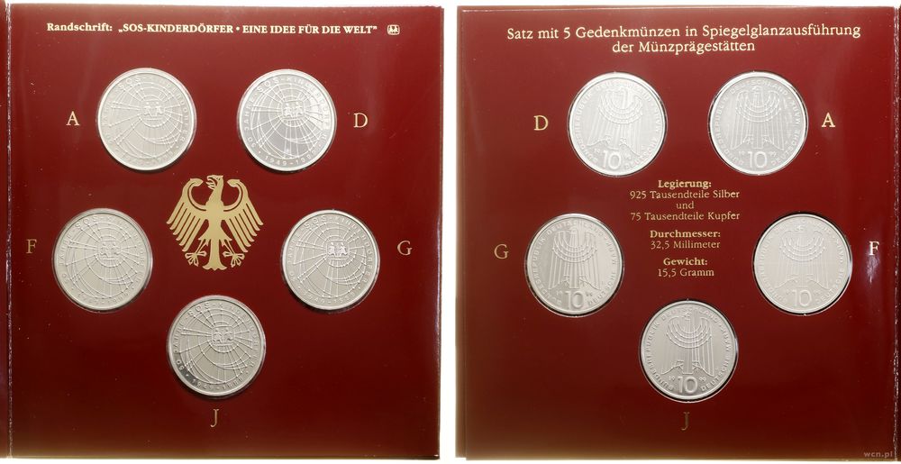 Niemcy, zestaw 5 x 10 marek