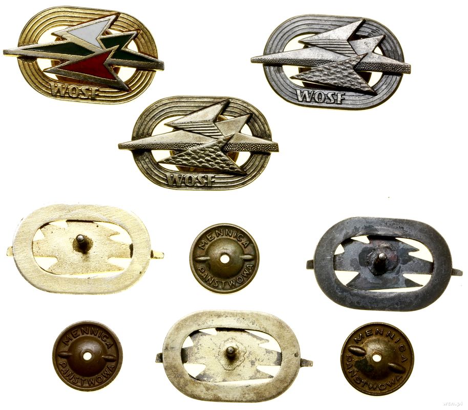 Polska, Wojskowa Odznaka Sprawności Fizycznej – zestaw 3 odznak