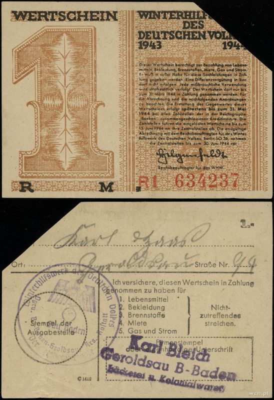 Polska, 1 marka, 1943–1944