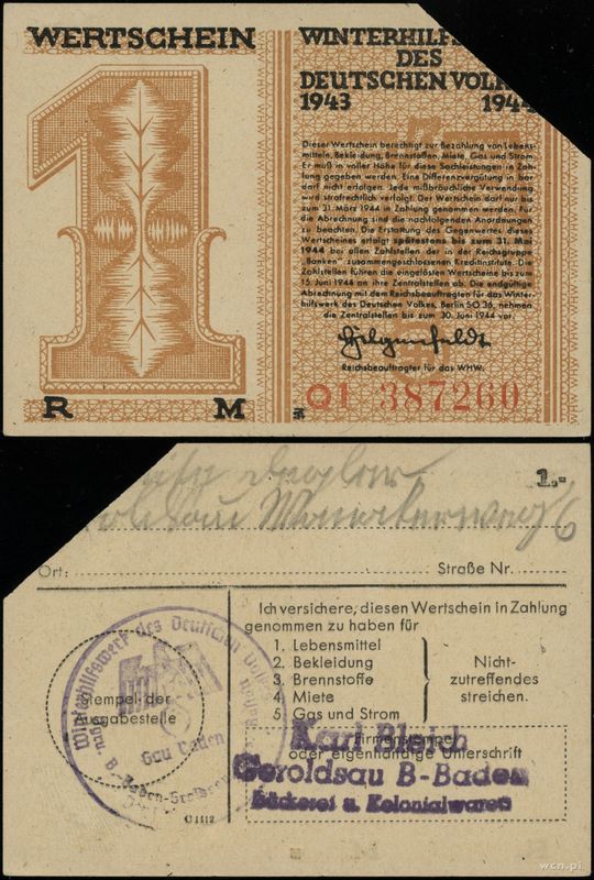 Polska, 1 marka, 1943–1944