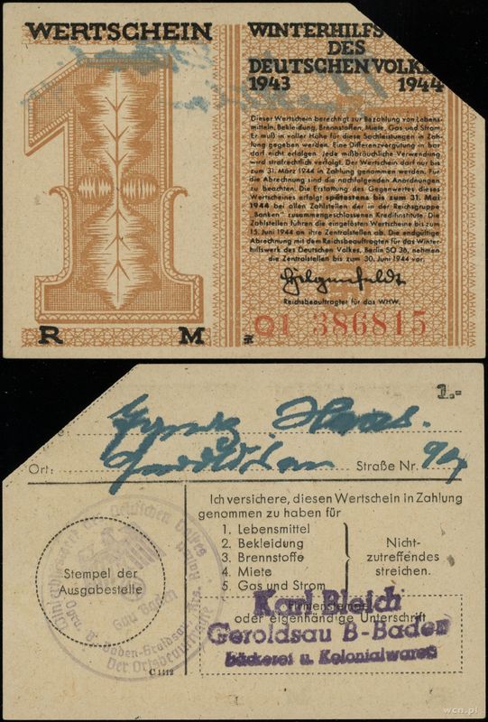 Polska, 1 marka, 1943–1944