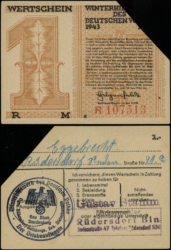 Polska, 1 marka, 1943–1944