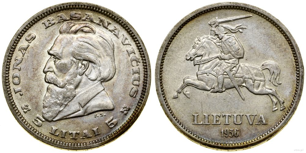Litwa, 5 litów, 1936