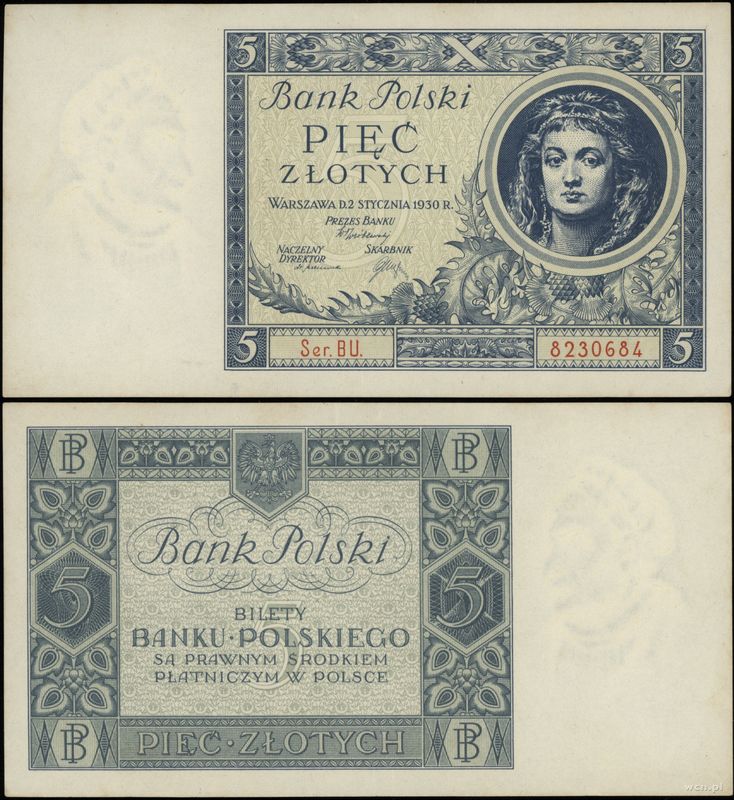 Polska, 5 złotych, 2.01.1930