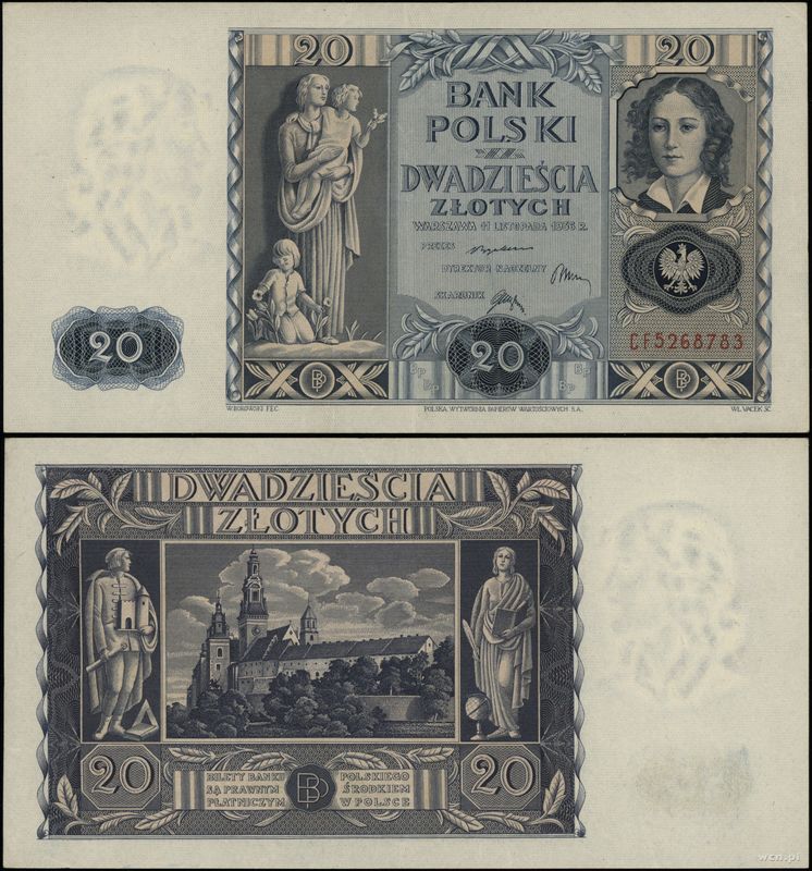 Polska, 20 złotych, 11.11.1936
