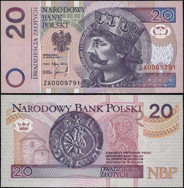 Polska, 20 złotych, 25.03.1994
