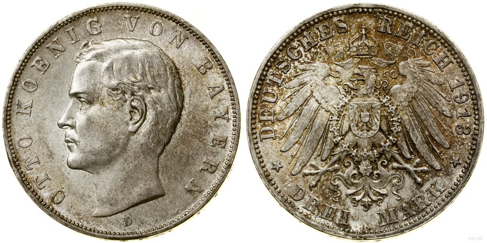 Niemcy, 3 marki, 1913 D