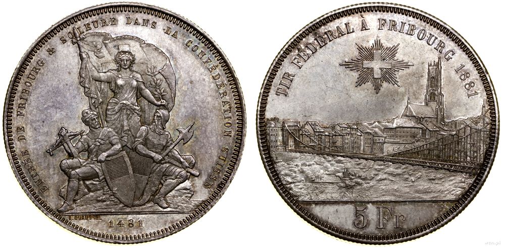 Szwajcaria, 5 franków, 1881