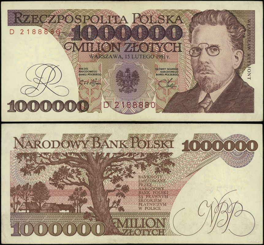 Polska, 1.000.000 złotych, 15.02.1991
