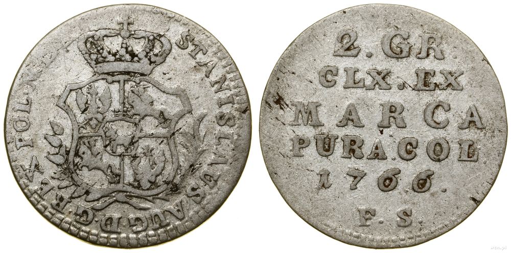 Polska, półzłotek (2 grosze), 1766 FS