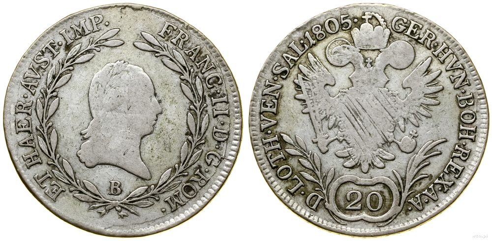 Austria, 20 krajcarów, 1805 B