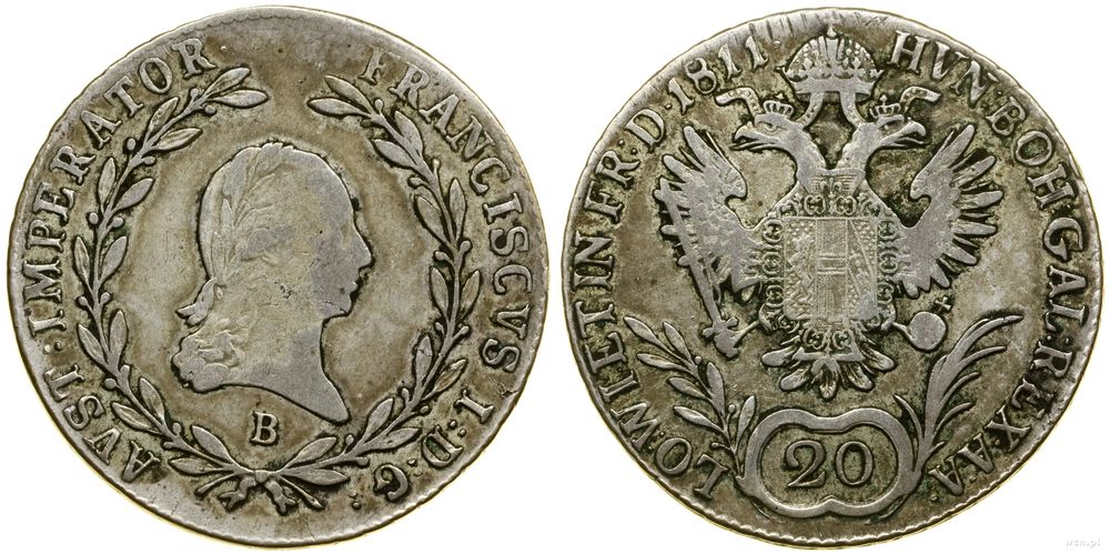 Austria, 20 krajcarów, 1811 B