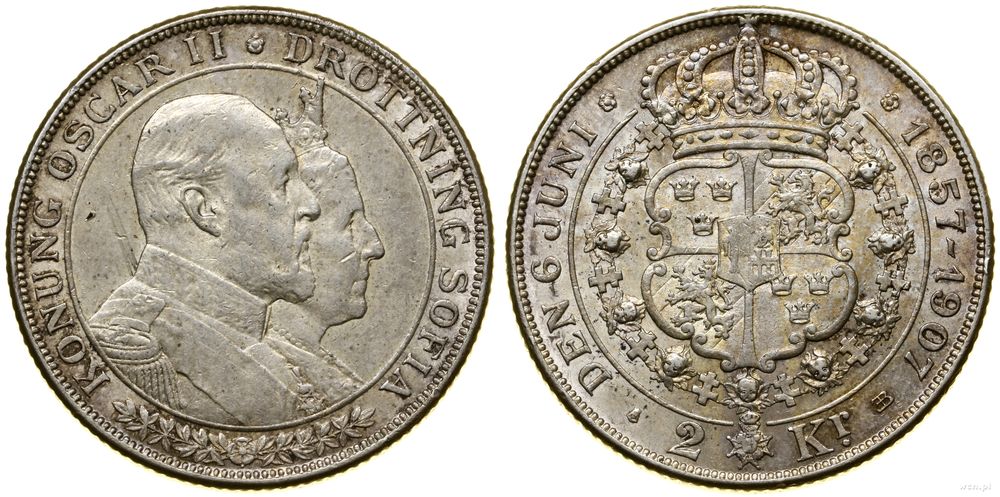 Szwecja, 2 korony, 1907