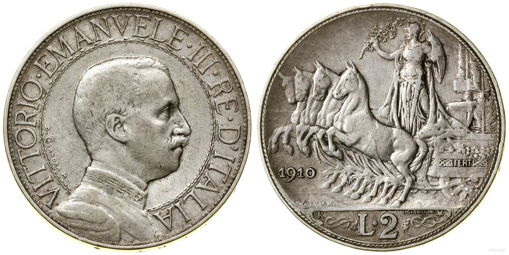 Włochy, 2 liry, 1910