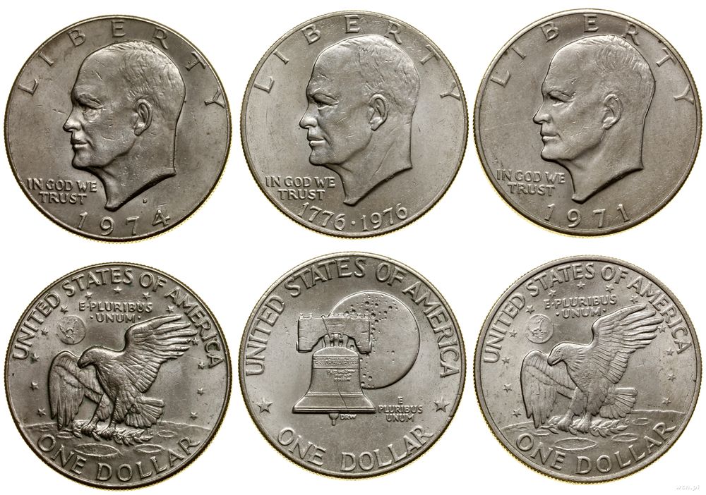 Stany Zjednoczone Ameryki (USA), zestaw: 3 x 1 dolar, 1971–1976