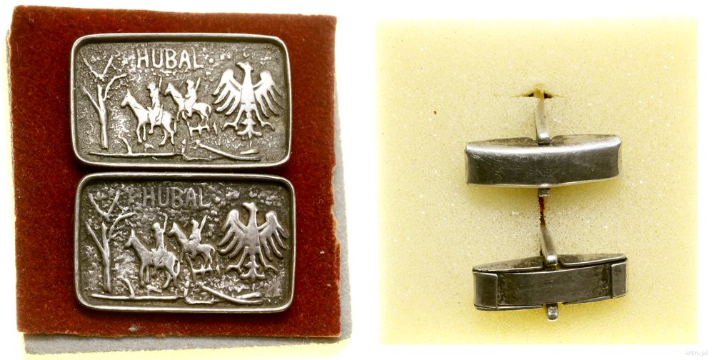 Polska, zestaw 2 srebrnych spinek do mankietów