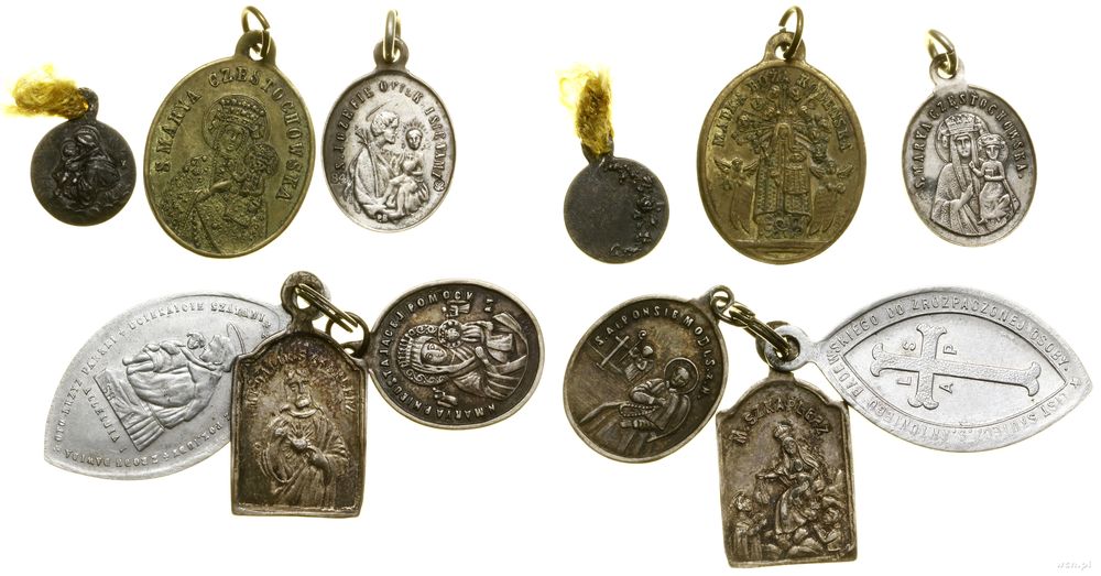 Polska, zestaw 6 medalików religijnych