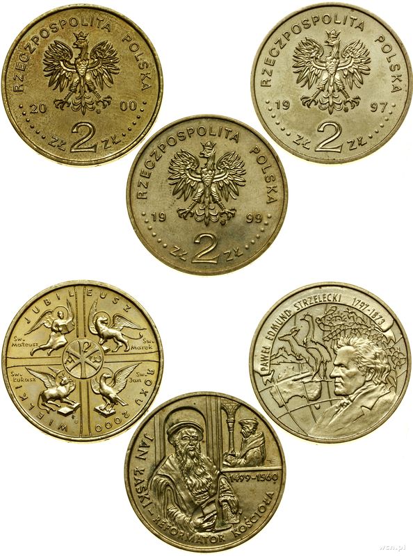 Polska, zestaw 3 x 2 złote