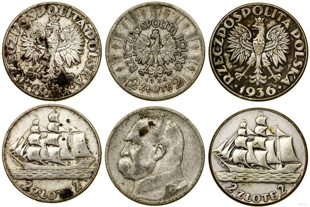 Polska, zestaw 3 x 2 złote