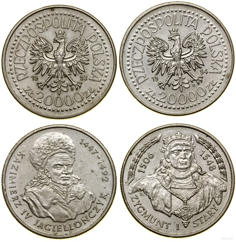 Polska, zestaw: 2 x 20.000 złotych, 1993 i 1994